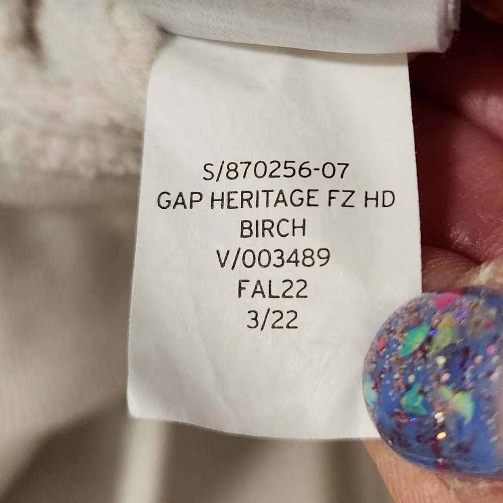 GAP Heritage Full Zip Birch Hoodie Cozy Fleece Long Sleeves Drawstrings Pockets - Picture 8 of 10
